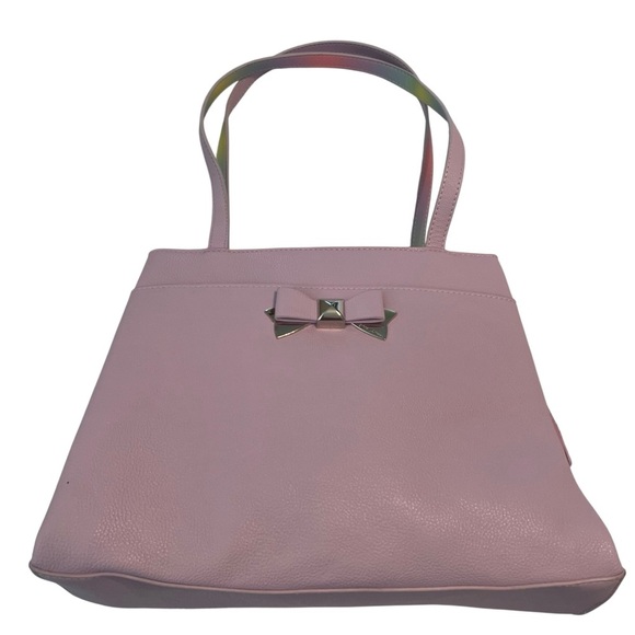 Betsey Johnson Jaime Double Handle Satchel – Lilac w/ Rainbow Straps - Picture 1 of 10